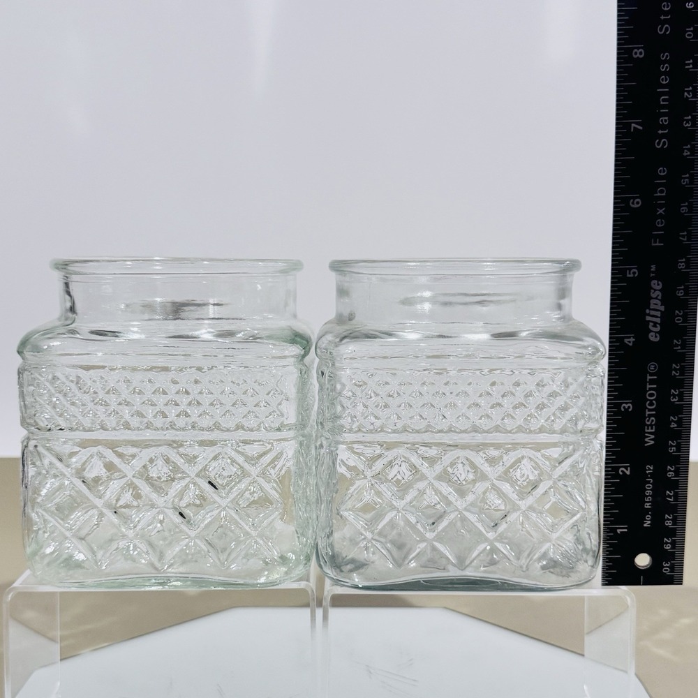 (2) Vintage Anchor Hocking Wexford Pattern Clear Glass Canister Jar - No Lids - Picture 6 of 6